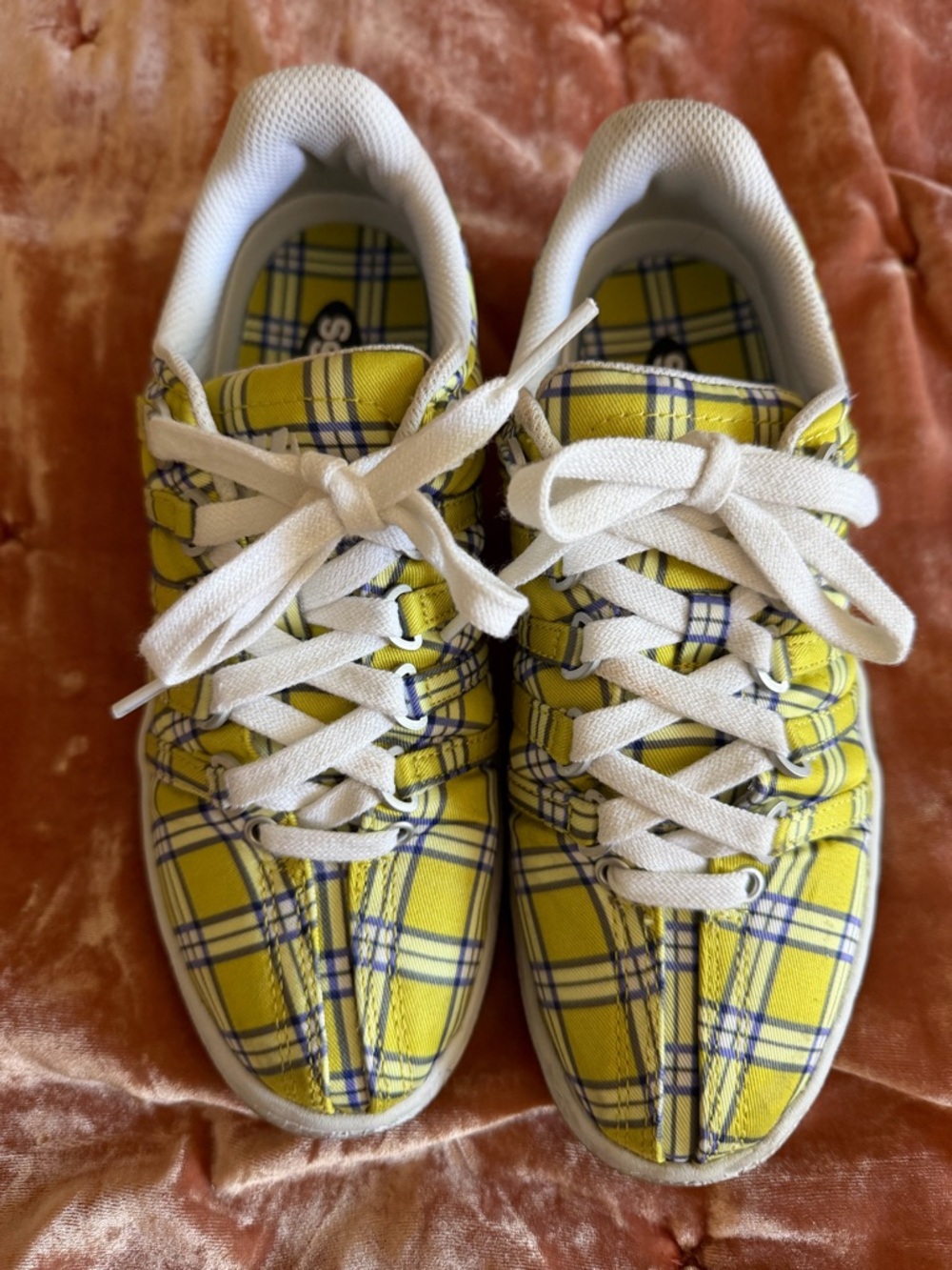 K-Swiss Yellow Plaid Lace-Up Sneakers